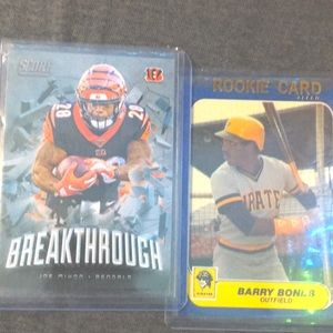 Baseball card and football card